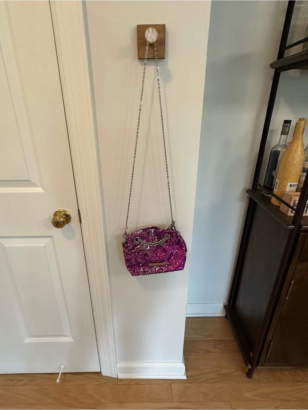 BCBGeneration Pink Sequin Chain Crossbody Bag
